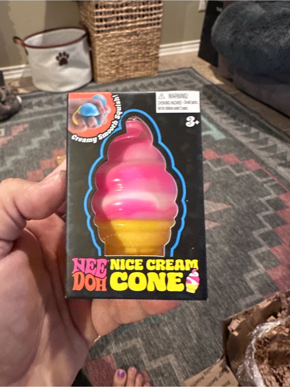 Nice Cream Cone Squishy Toy - Pink & Yellow